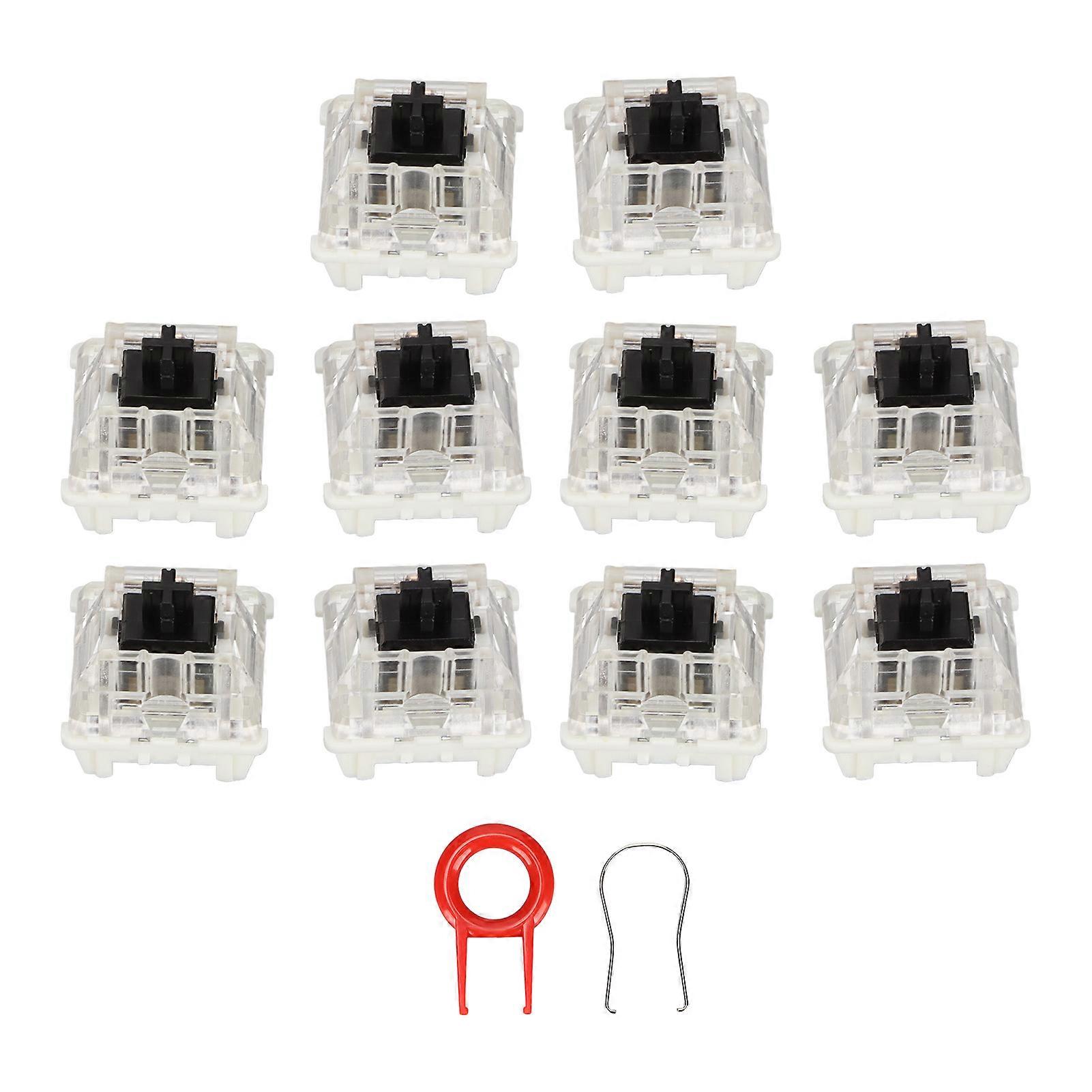10 Pcs Keyboard Switches Linear Action Switch Mechanical Keyboard Shaft Body with Shaft Puller Key Puller