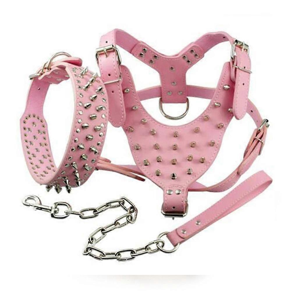 Leather studded medium and large dog collars and safety belts
