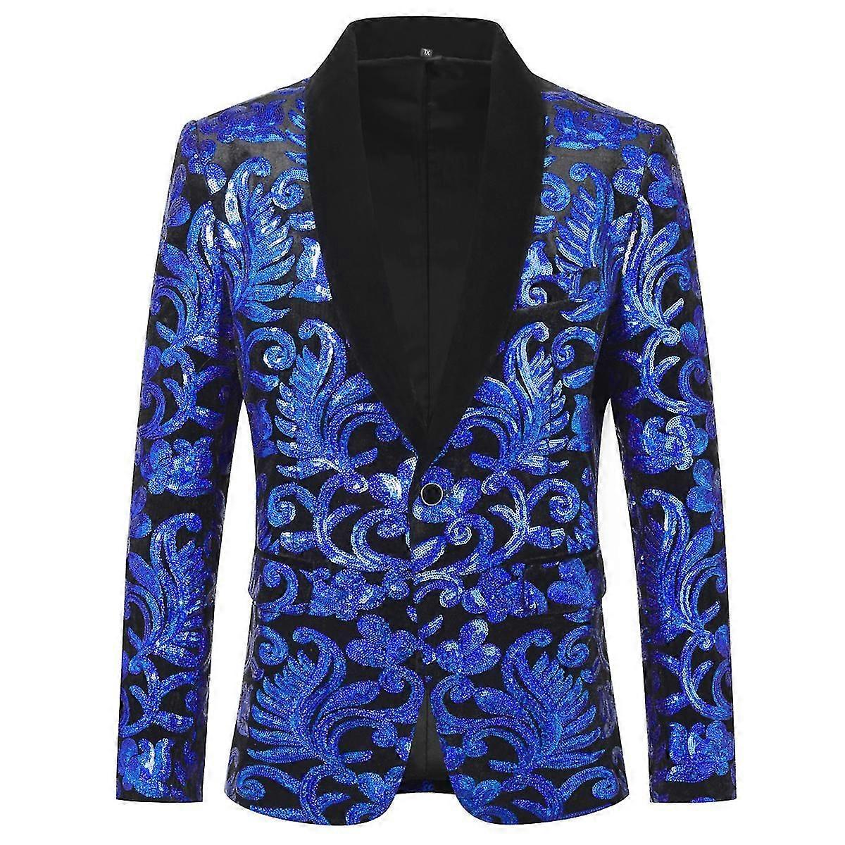 Sliktaa Mens Party Jacket Slim Fit Sequin Suit Blazer