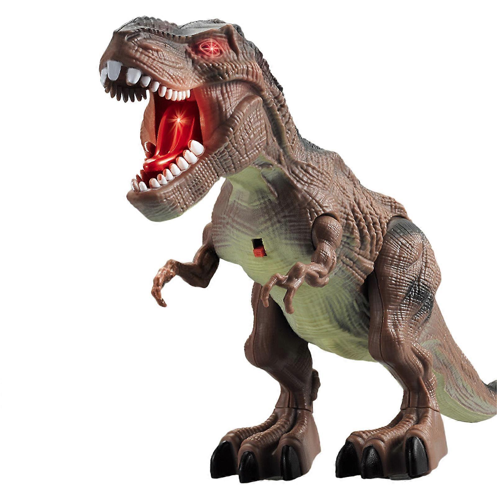 Glowing Walking Toy Electric Dinosaur Shape Walking Toy for Boy and Girls Toy with Battery Powered Light and Sounds  brown