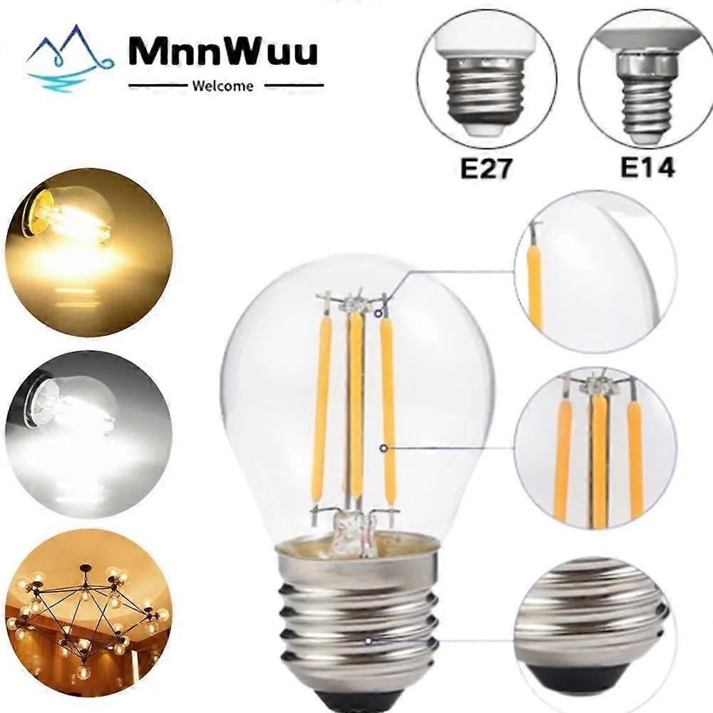 E27 E14 Retro Edison LED Filament Bulb Lamp AC220V Light Bulb 2W 4W 6W 8W G45 LED Warm/Cold White Glass Bulb Energy saving bulb