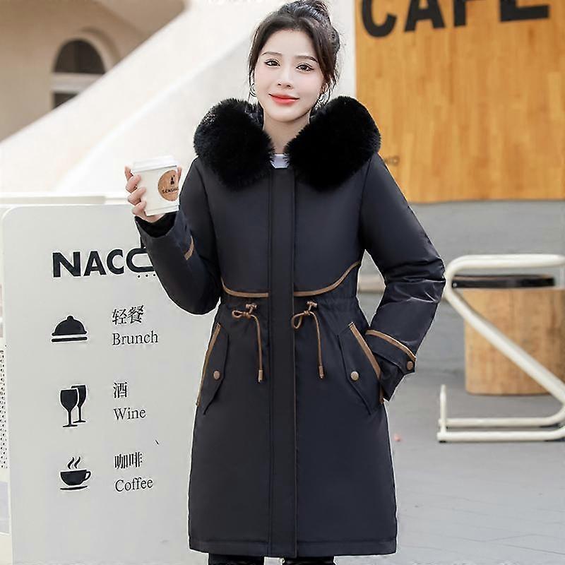 Plus Size M-6XL Winter Women's Cold Coat Hooded With Faux Fur Collar Liner Detachable Long Parkas Female Overcoat Korean Style Thick Warm Jackets