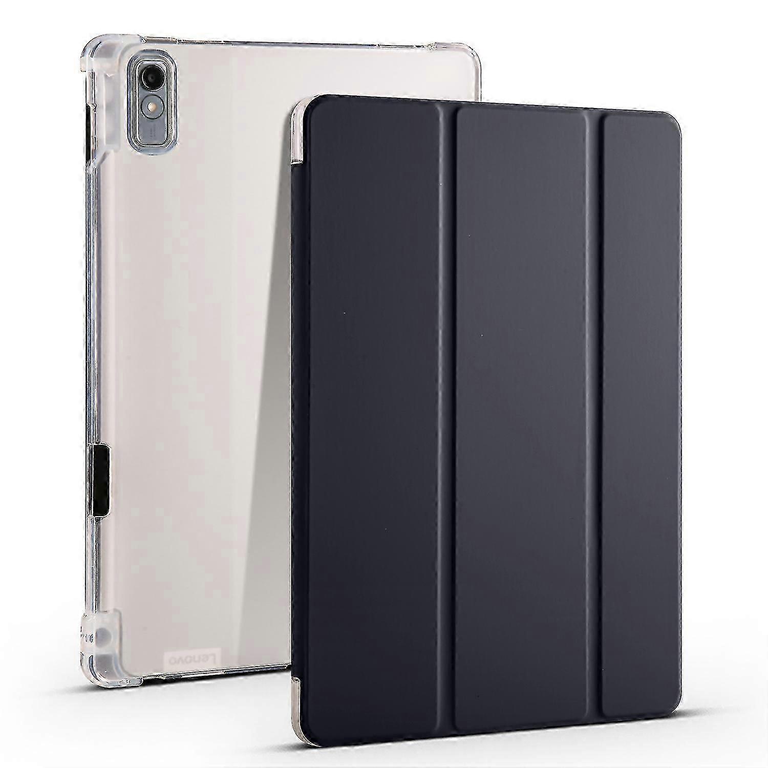 Para Lenovo Tab P11 Gen 2 Tri-fold Stand Case Pu Couro Transparente Capa Tablet Traseira com Slot para Lápis