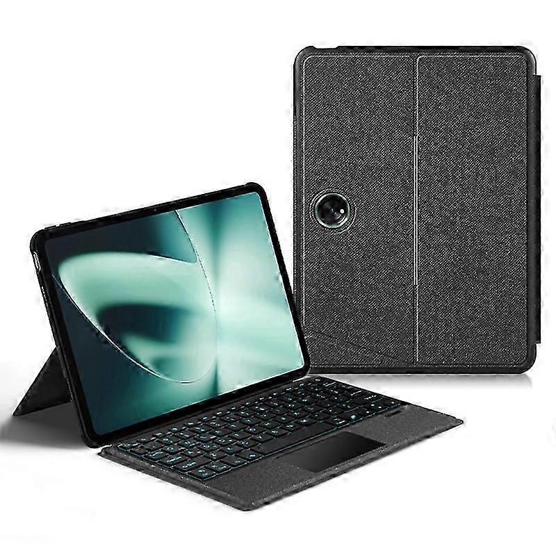 For OnePlus Pad Leather Case+Bluetooth Keyboard with Backlight Trackpad