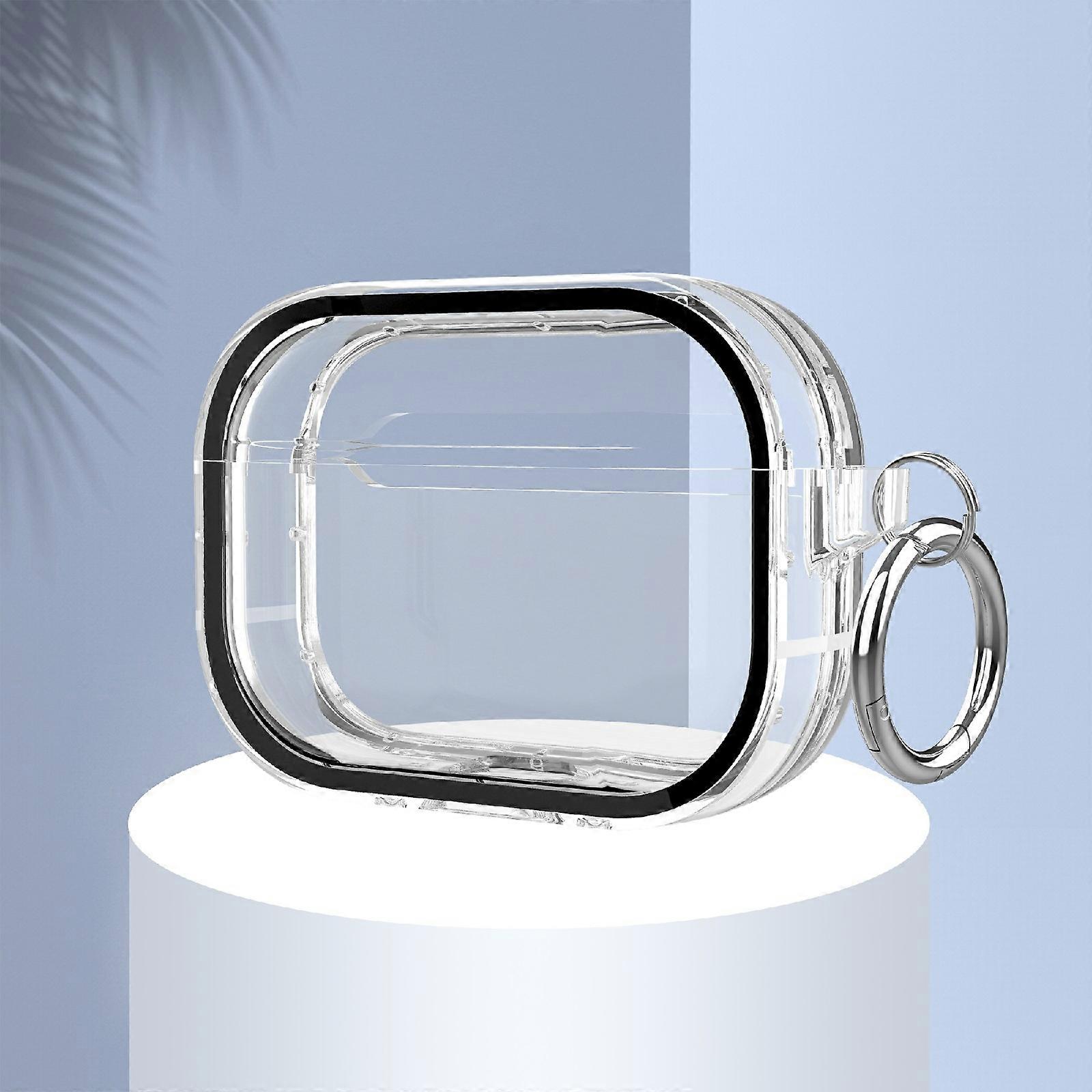 Two-color Photo Frame PC+TPU Anti-fall Wireless Earphone Case with Hook For AirPods Pro