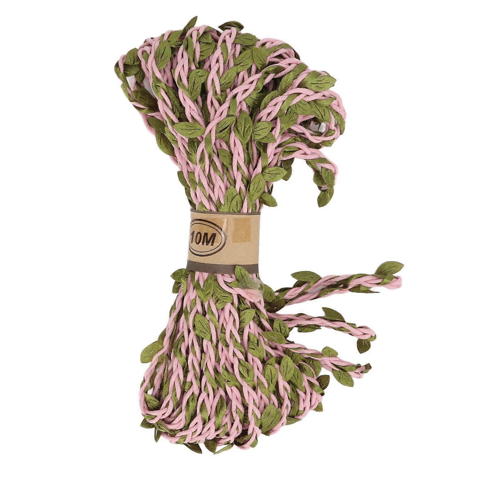 1 Roll 10m Green Leaf Hemp Rope Washable Sun Resistant DIY Multistrand Jungle Vines Hemp Rope Decorative WreathPink