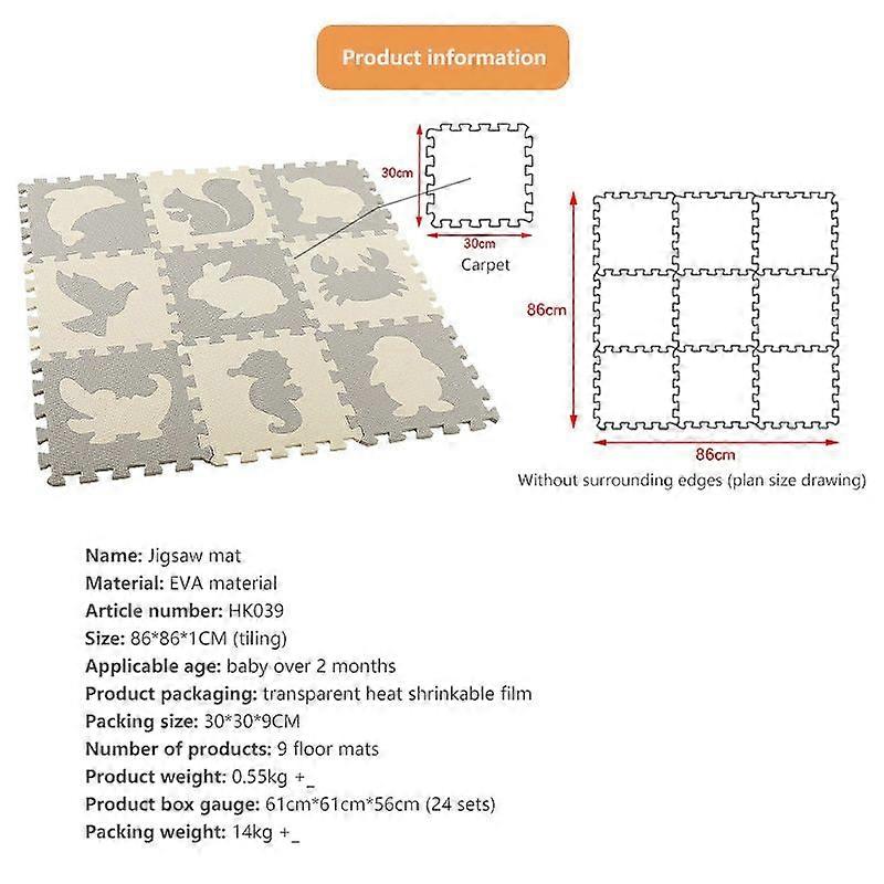 9Pcs / Set EVA Enfants Mousse Tapis Sol Puzzle Tapis Bébé Jeu Tapis Développement Sol