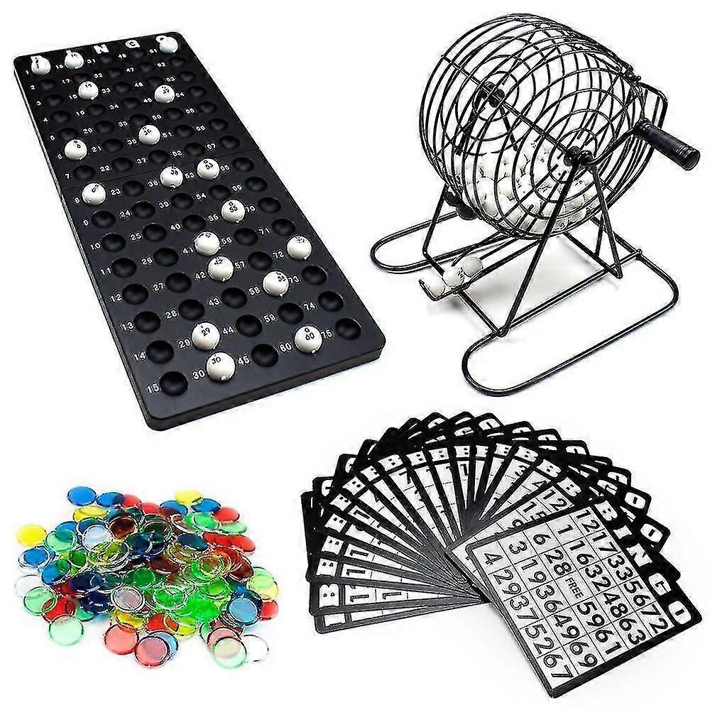 طقم بنغو ديلوكس - قفص أسطواني 6 بوصات، لوحة ماغنوم، 75 كرة، 150 بطاقة بنغو و 18 بطاقة - حفلة المرح الكلاسيكية