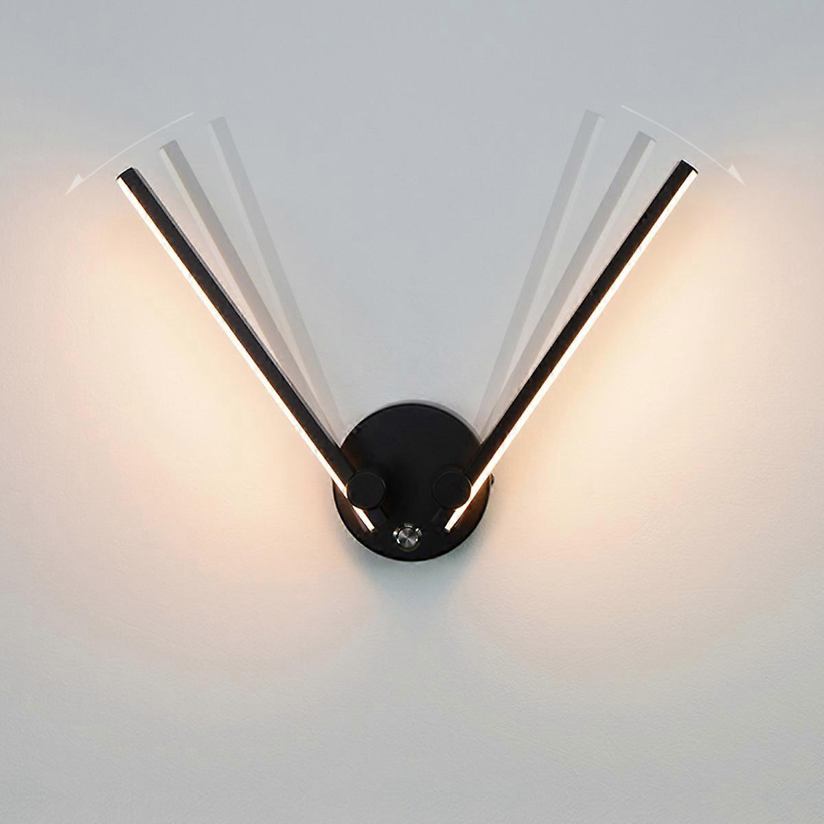 現代的な300°回転可能なLEDウォールライト、統合されたLEDテクノロジーと即時制御のためのオン/オフスイッチを備えた洗練されたブラックデザイン、エネルギー効率