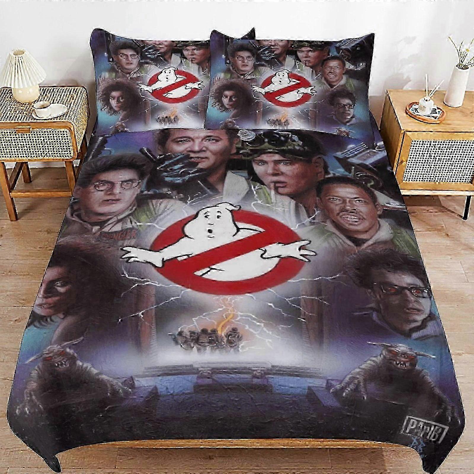 n974 Lençóis Ghostbusters Capa de Edredom de Cama Microfibra Roupa de Cama Se3D Impresso Leve3 Peças Edredom Se, (1 Capa de Edredom e 2 Fronhas) Cama Sh