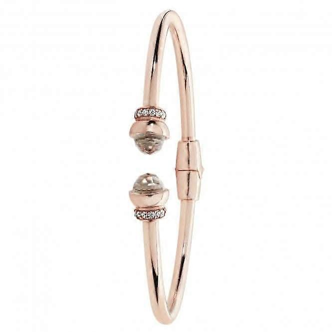Acotis Silver Bangle Rose Gold Plated Crystal & Zirconia Torc G4399