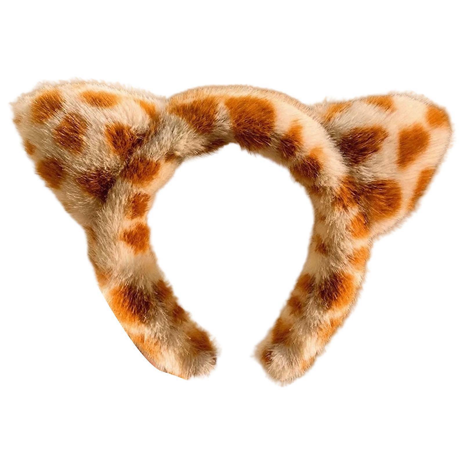 Soft Plush Cats Ears Headwear Elastic Headpiece Cartoon Pattern Hairband for Photoshoots Or Casual Outings Pattern cat
