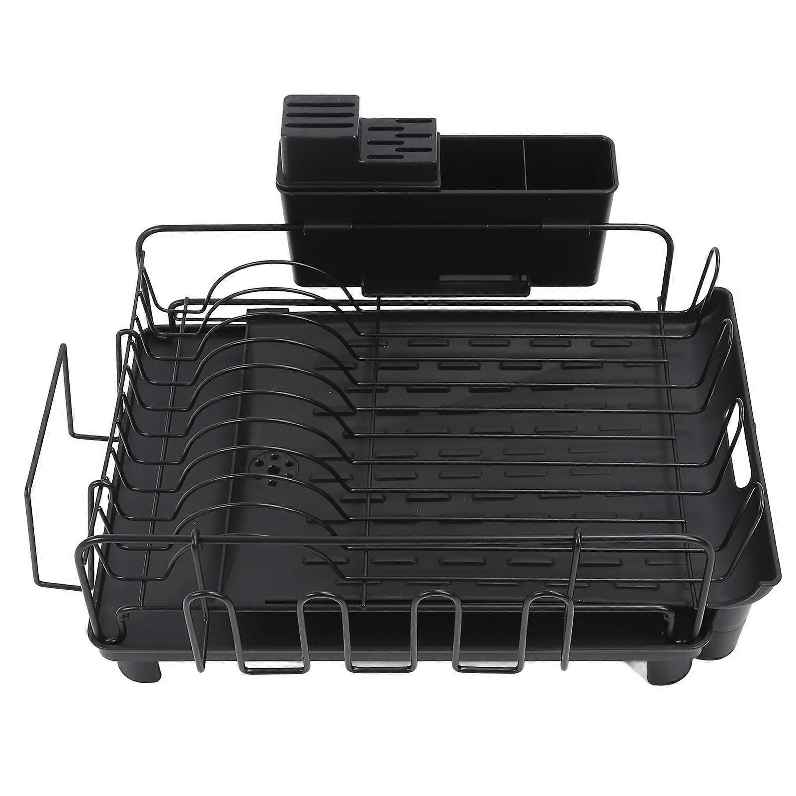 Retractable Large Capacity Dish Rack 44-69cm Black Countertop