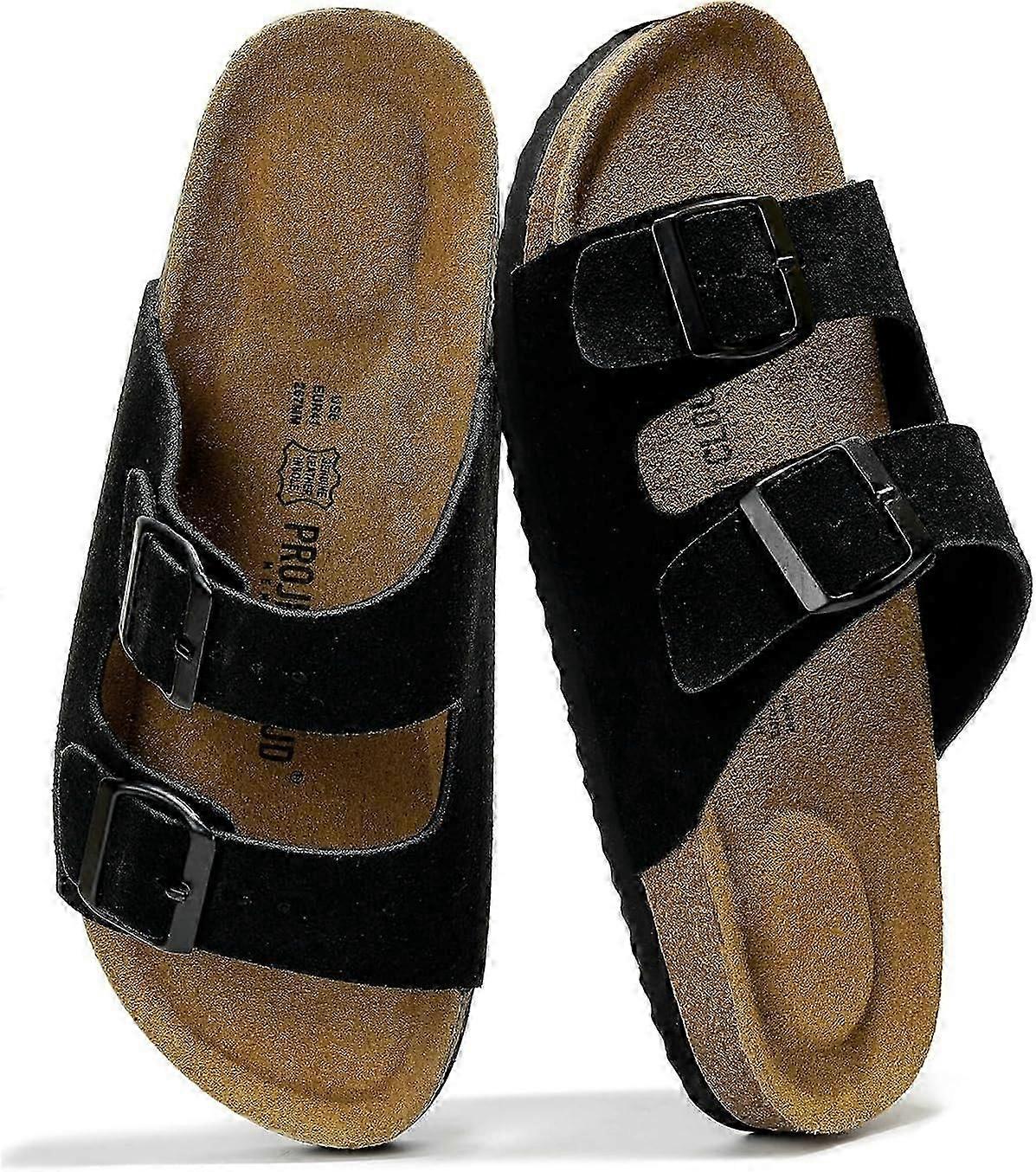 100% Genuine Leather Mens Sandals with Memory Foam - Men Footwear & Slides for Men with Cork Footbed - Flip Flops for Men with Straps - Non-Slip Sanda