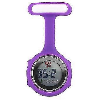 Orologio da infermiera elettronico multifunzionale Orologio da infermiera in silicone Orologio cronografo con allarme luminoso Orologio digitale viola