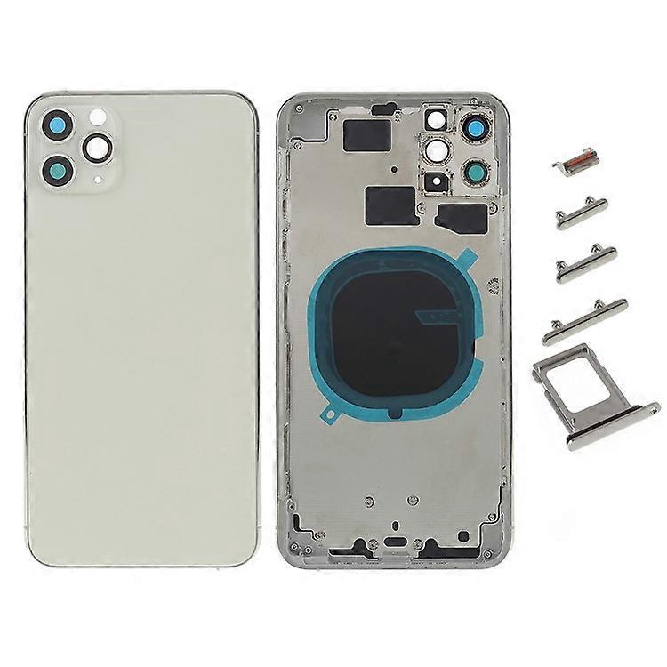 Compatible For iPhone 11 Pro Max Back Battery Housing Cover+Middle Plate Frame+Side Buttons Replacement, EU Version (with CE Logo)