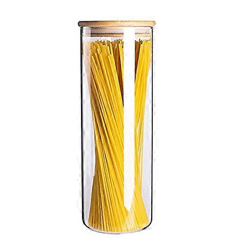 3.15 x 11 Inch Airtight Glass Spaghetti Container, 38 OZ Pasta Jar with Bamboo Lid for Cereal, Flour, Kitchen Storage
