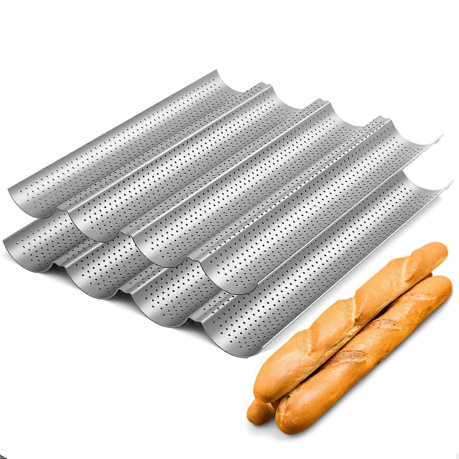 2 Pack Nonstick Perforated Baguette Pan for French Bread Baking 15' x 13'