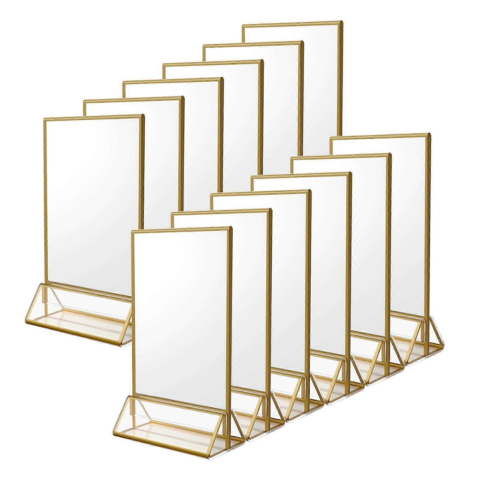 12 Pack Clear Acrylic Table Number Holder Stands 4 x 6 for Weddings, Events, and Catering Decor