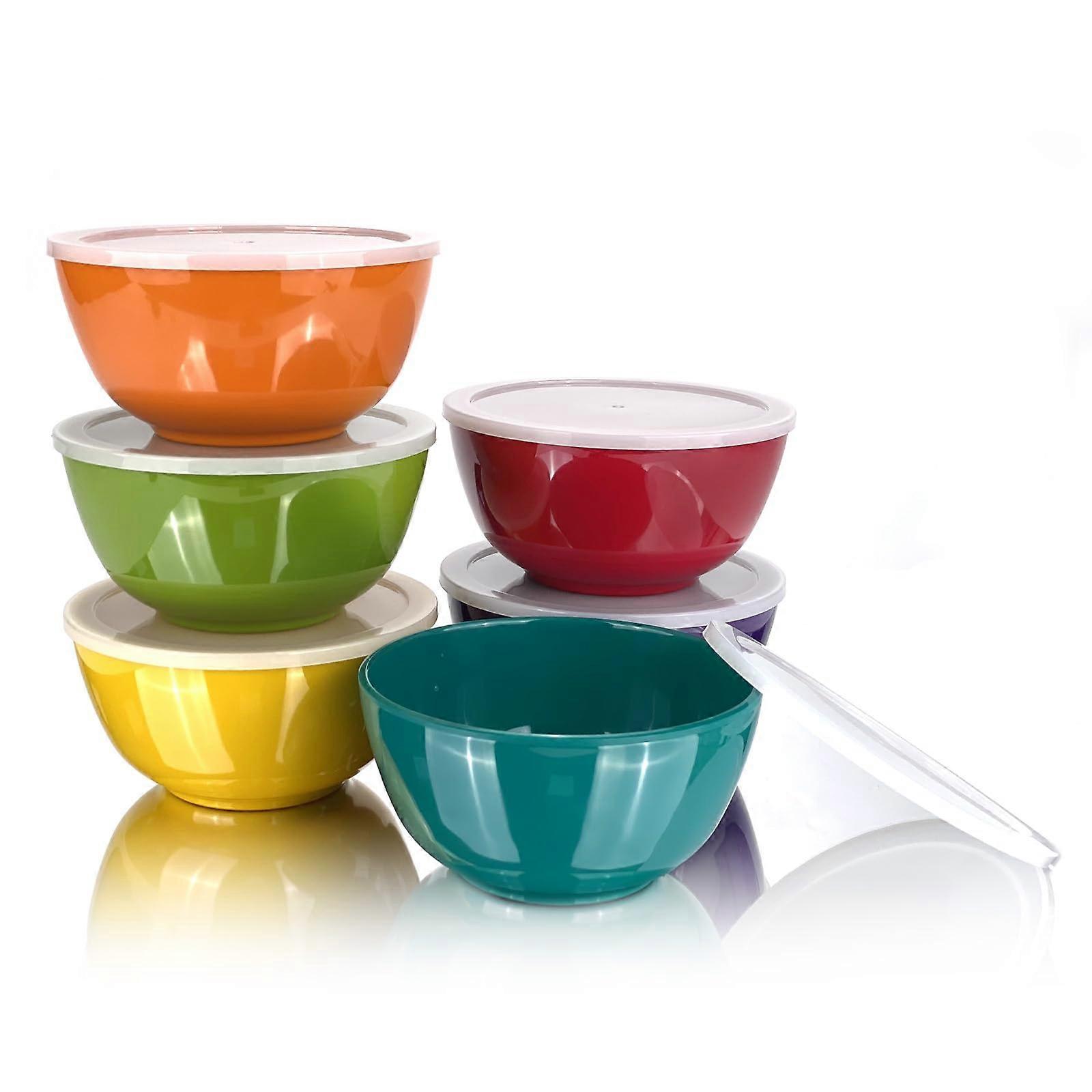 6 Set Multicolor Salad Bowl Set for Dinner Picnic Party 6 Inch Round