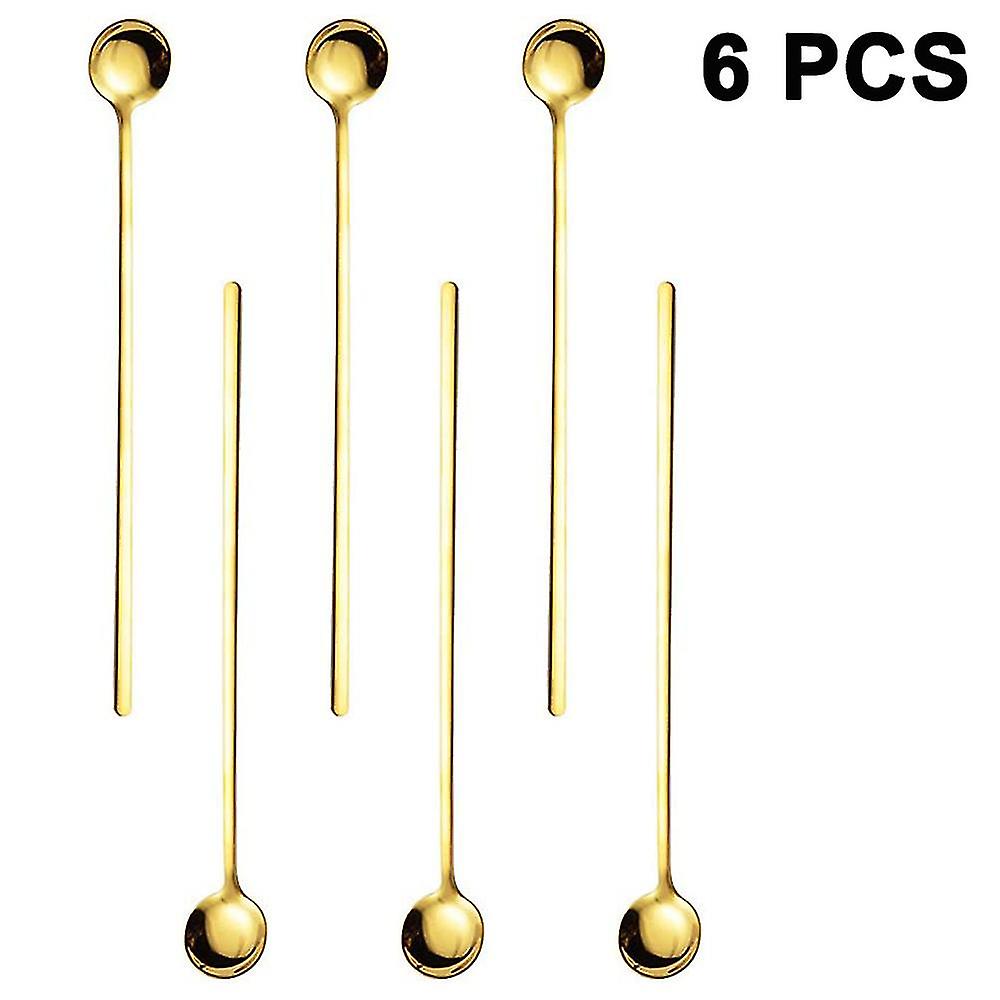 6pcs Long Handle Spoon Mixing Spoon 9.45-inch Stainless Steel Spoon