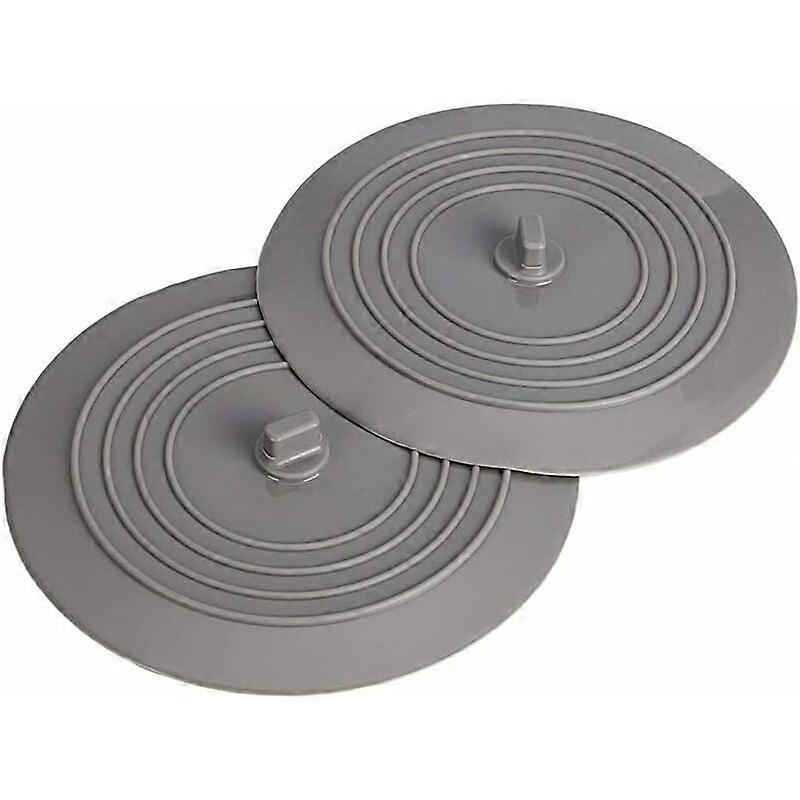 Universal silicone rubber drain plug for kitchen sink, bathroom basin (gray) 15cm 2pcs