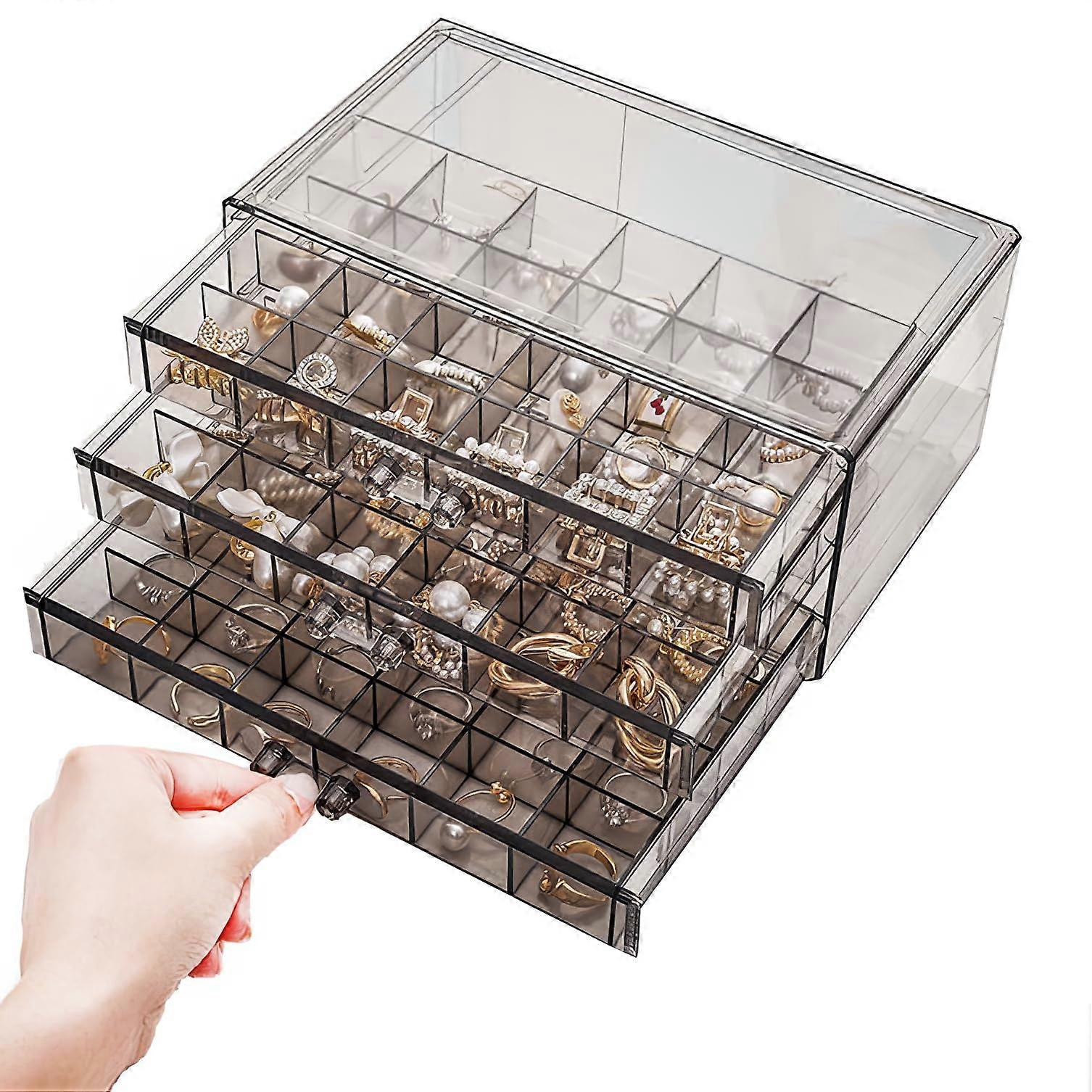Cosmetic Makeup Organizer Box with Jewelry Compartment, Stylish Storage Solution, Compact Design, Durable Material