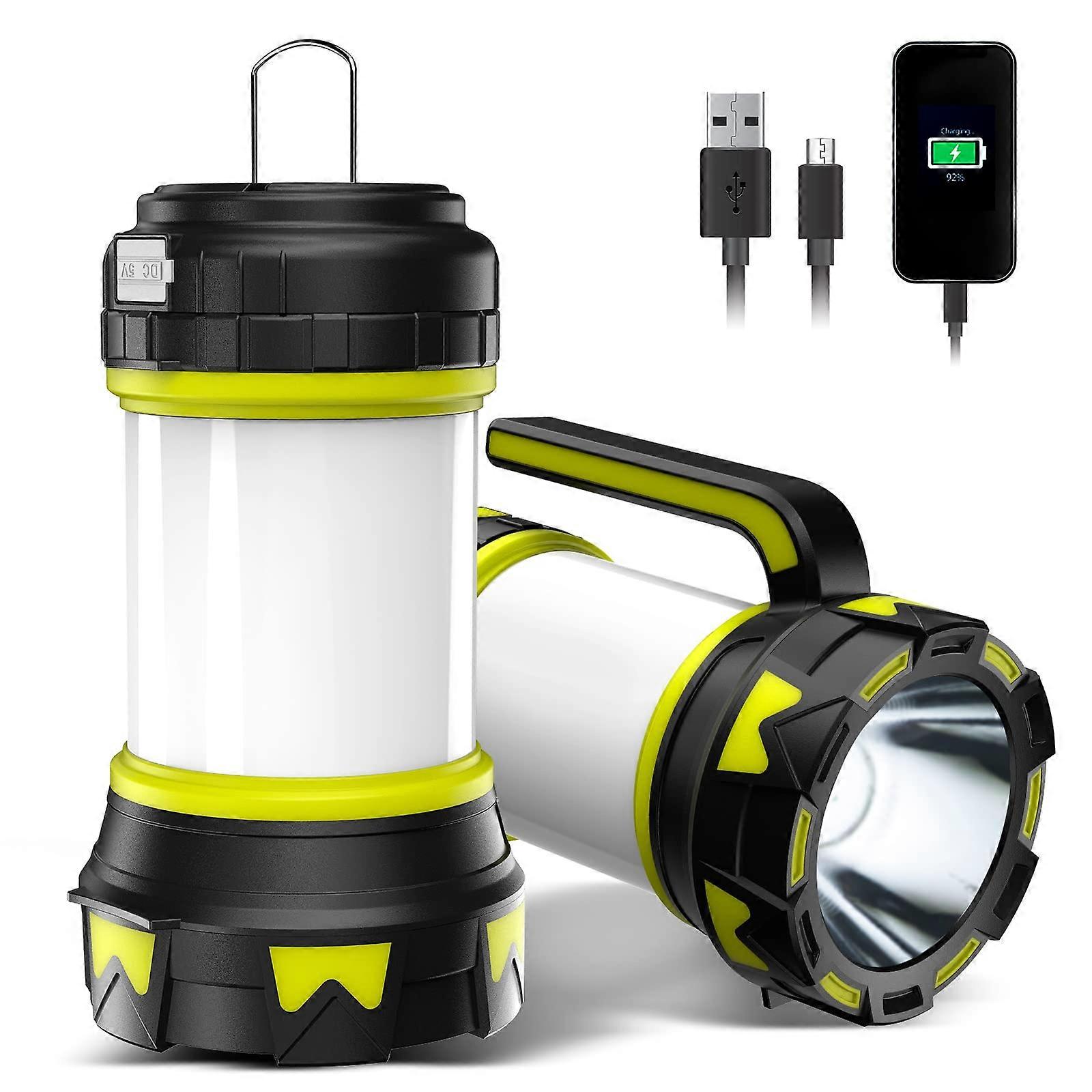 Rechargeable Flashlight Camping Light, 3000mAh LED Flashlight with 6 Modes, High Brightness, Portable Power Bank