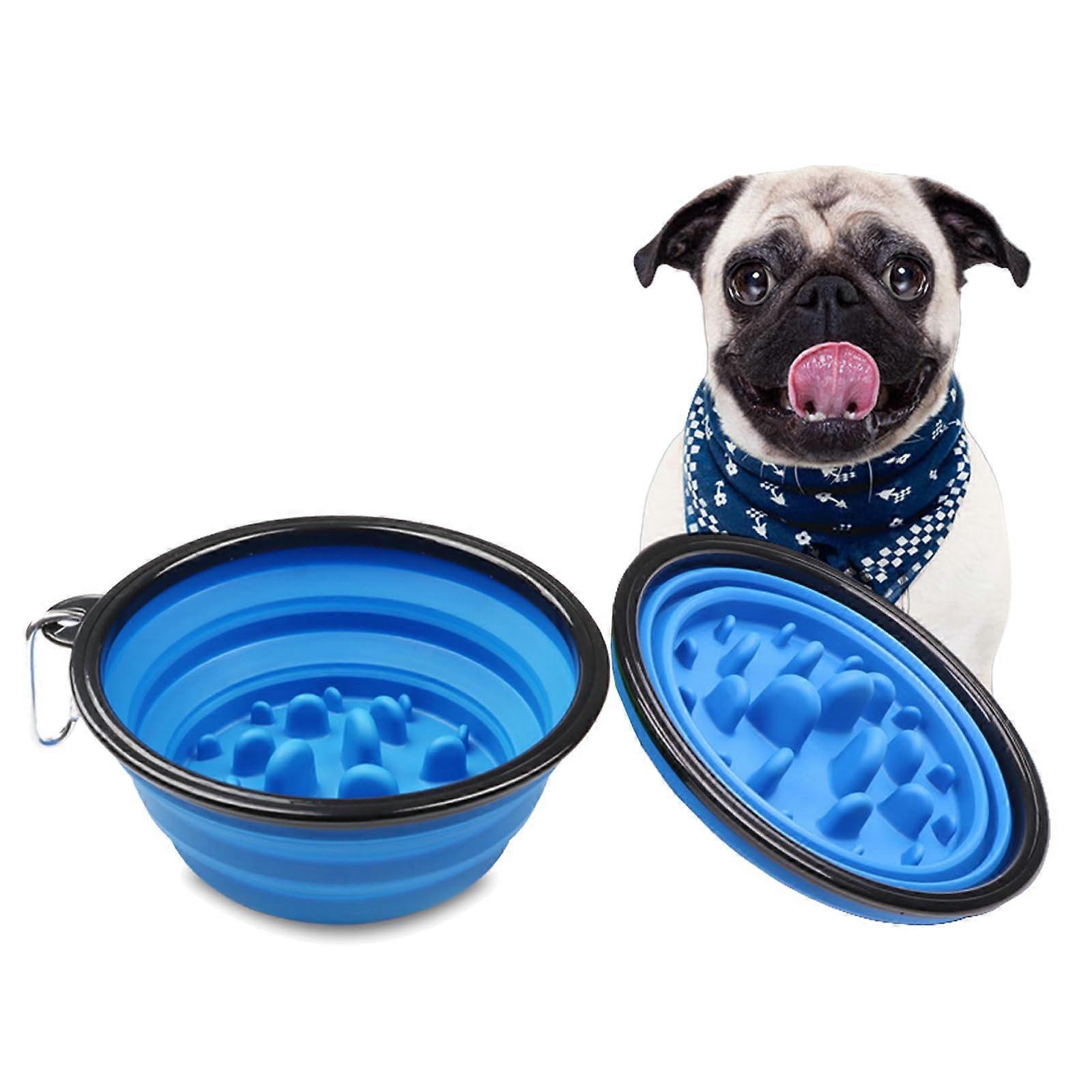 Collapsible Dog Bowl with Slow Feeder, Portable Travel Bowl for Dogs and Cats, BPA-Free, Easy to Clean, Compact Design