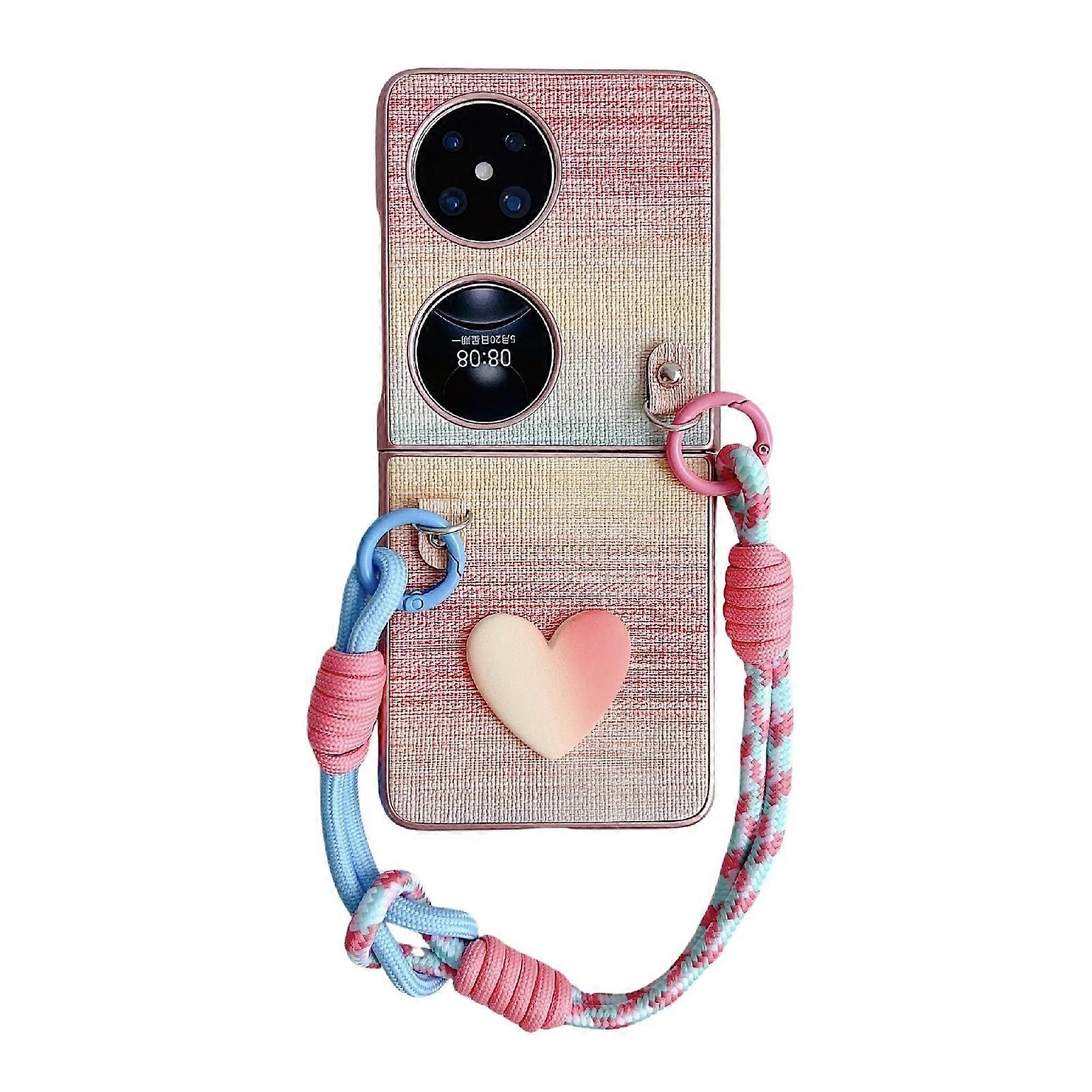 Illusory Color Leather Texture PC Phone Case with Color Strap