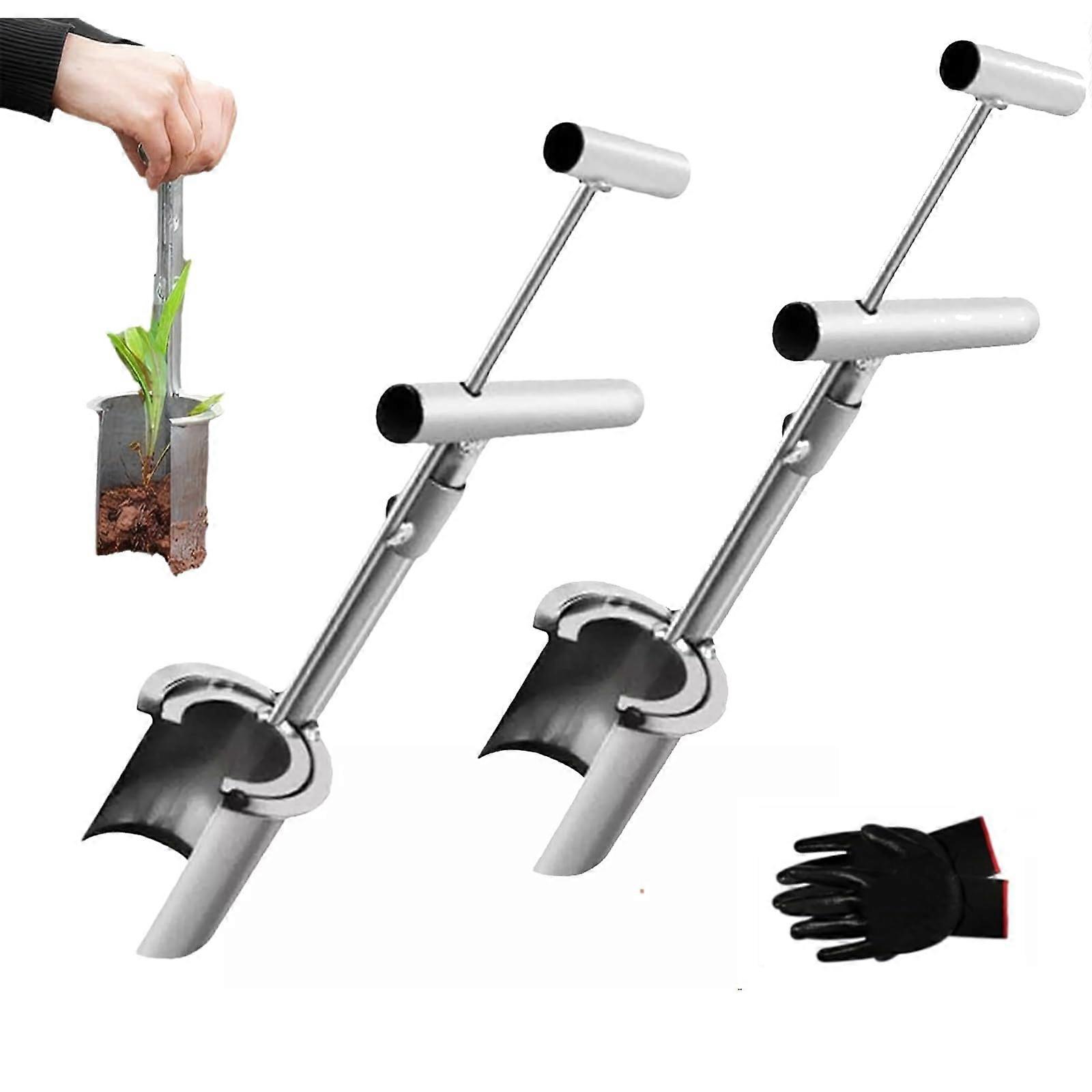 Bulb Planter Tool,Plant and Fruit Tree Transplanter,Stainless Seedling Steel Transplant Tool (2 Pcs)
