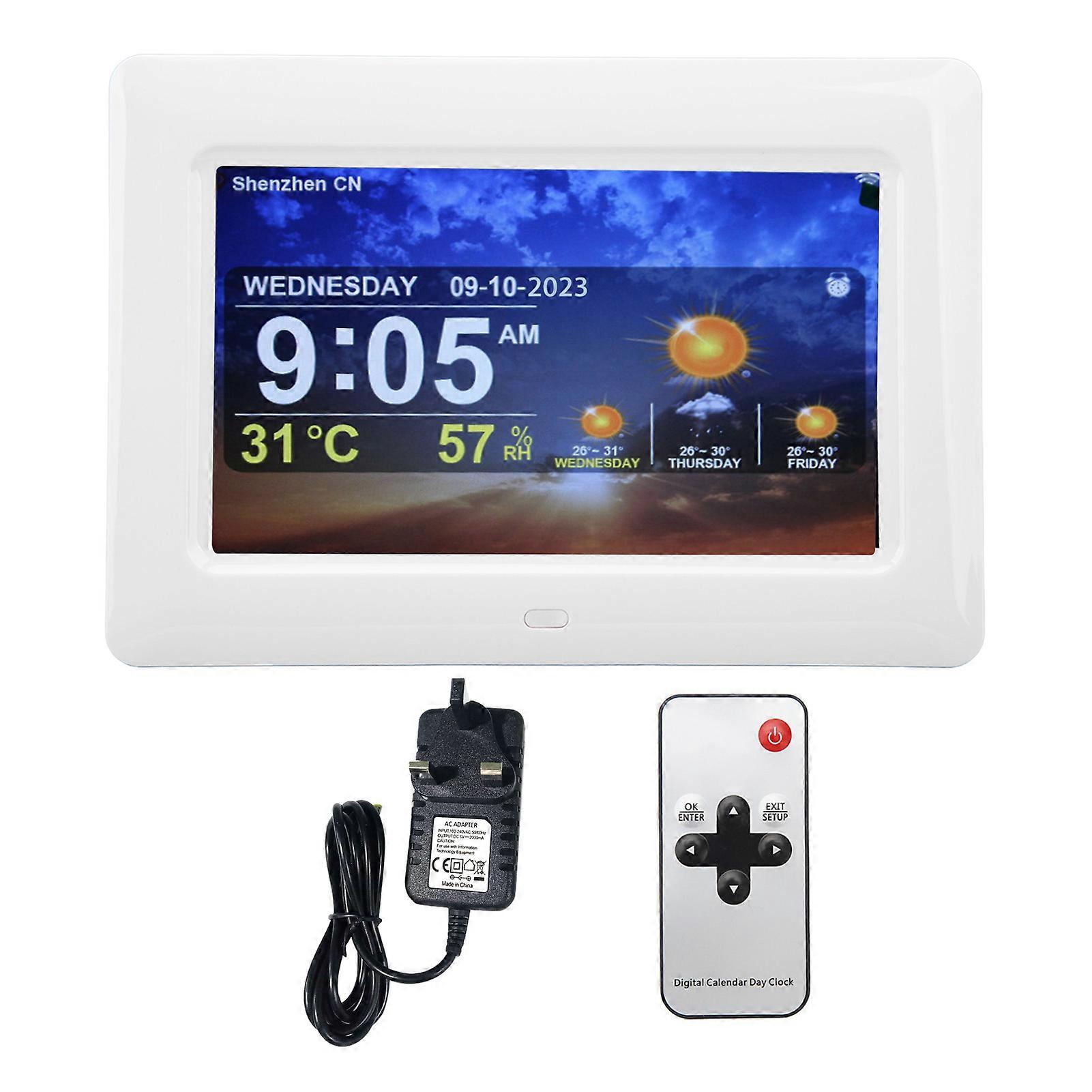 WIFI 7 Inch 5 Sets Alarm Reminders Weather Forecast Digital Calendar Clock with Remote Control Support Playing Photos Videos Music