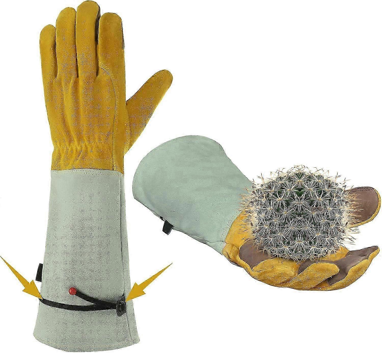 Puutarhakäsineet miehille ja naisille, kestävä lehmännahkahansikas, piikkinkestävä