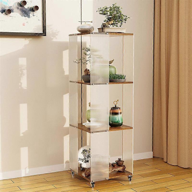 Stort roterande förvaringsställ Bokhylla med akrylpaneler 360° hjul
