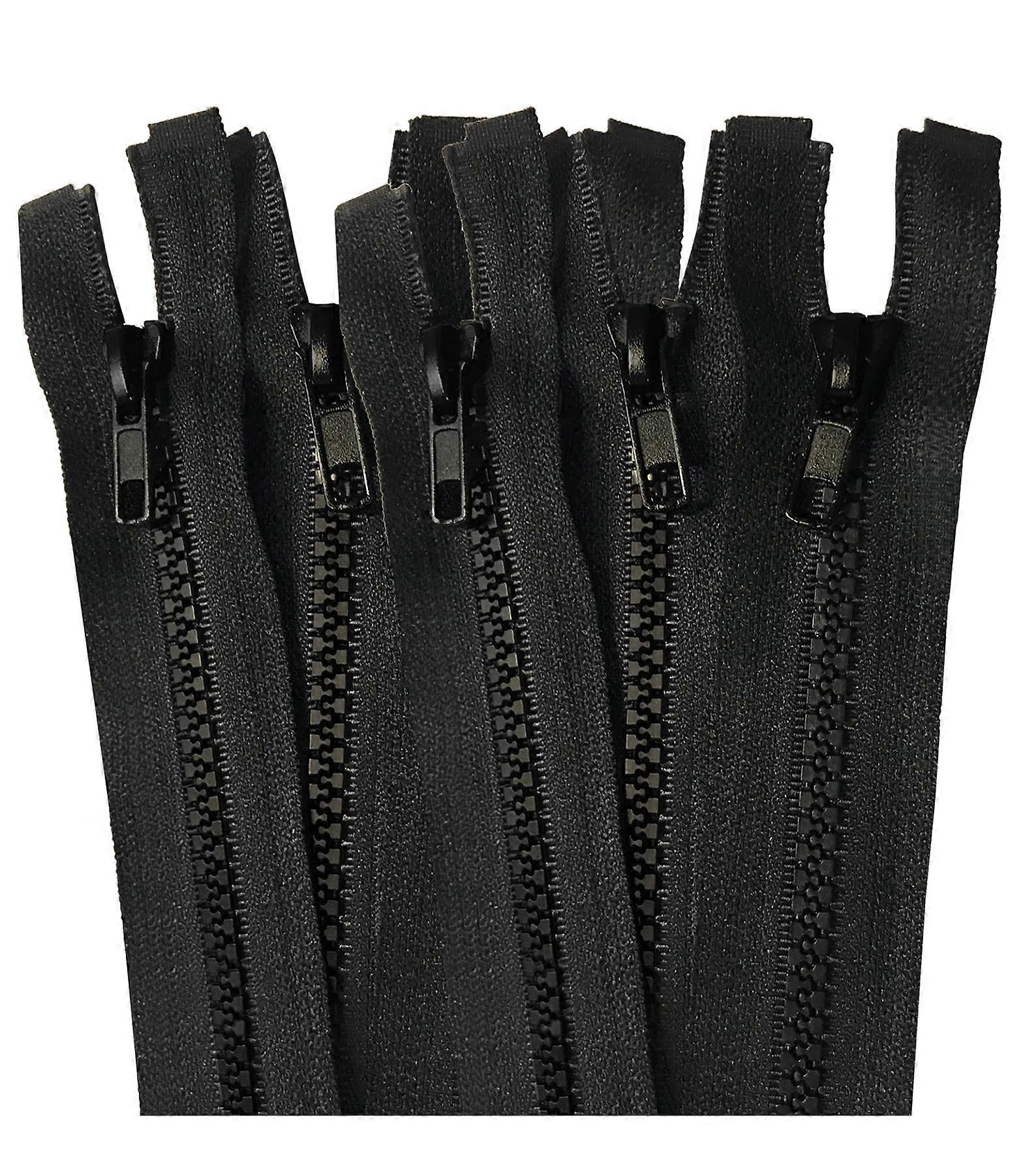 14-36 Inch Black Separating Jacket Sports Zipper, 10-25pcs, Gauge 5 for Coats, Durable Sewing Supplies