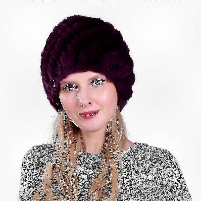 Multicolored Women's Rabbit Fur Hat, Furry Knit Beanie for Warmth in Winter, Suitable for Skiing and Outdoor Activities