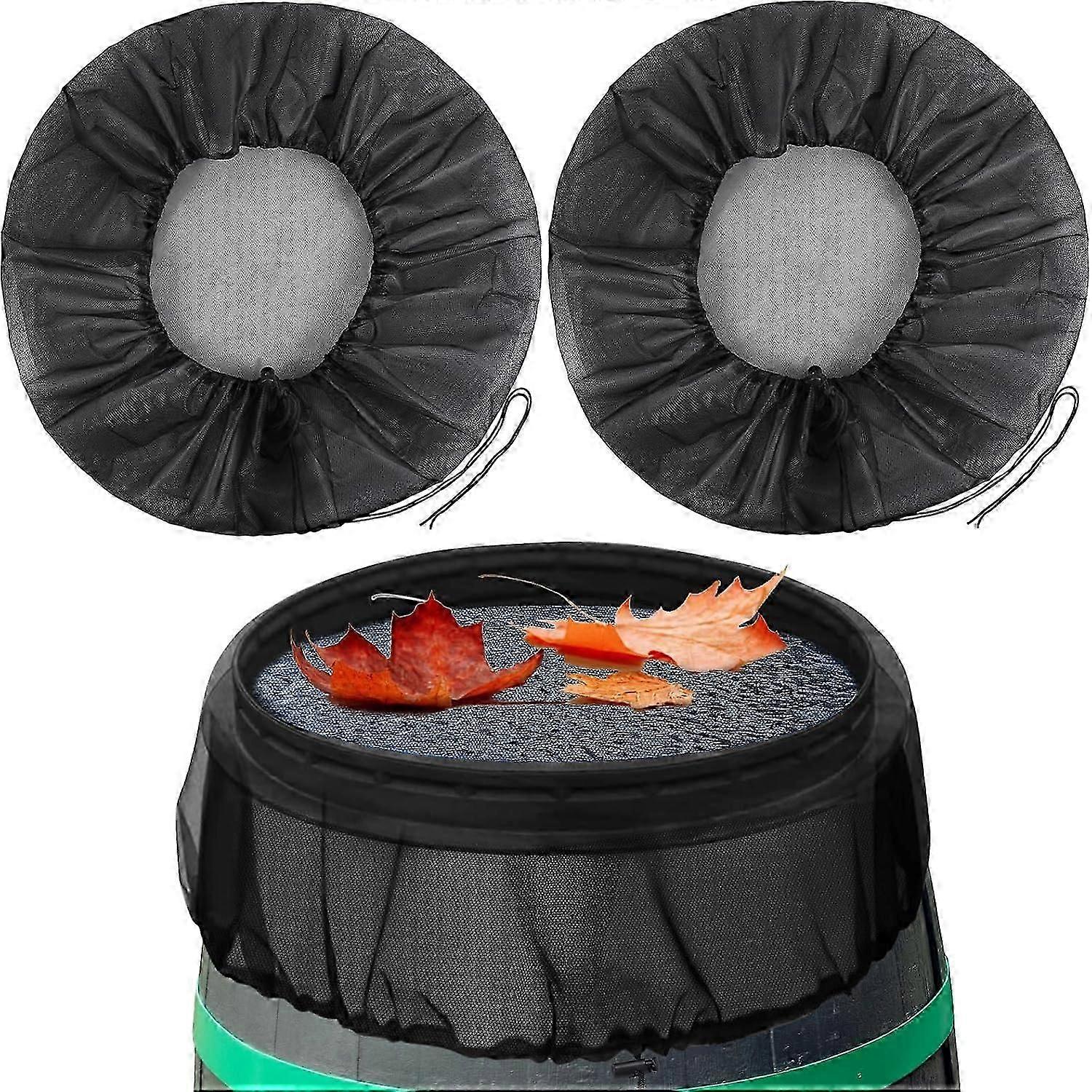 2pcs Adjustable Mesh Cover for Rain Barrel, 95cm Water Collector Net with Drawstring, Round Rain Barrel Cover, Protection Against Mosquitoes and Leav
