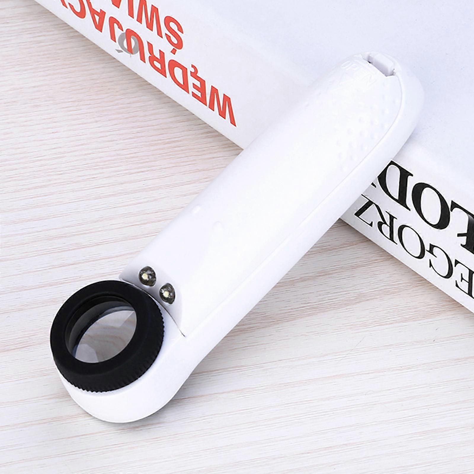 Handheld 40x High Power Hand Held Magnifier Magnifying Glass with 2-LED Light for Reading Small Prints Coins Map Jewelry