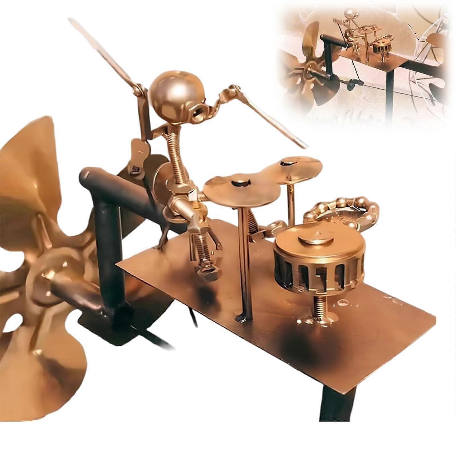 Drummer-Windmuhlen-Gartendekoration Handcrafted Metal Percussionist Statue Rock-Art Wind Spinner Weather Vane For Garden