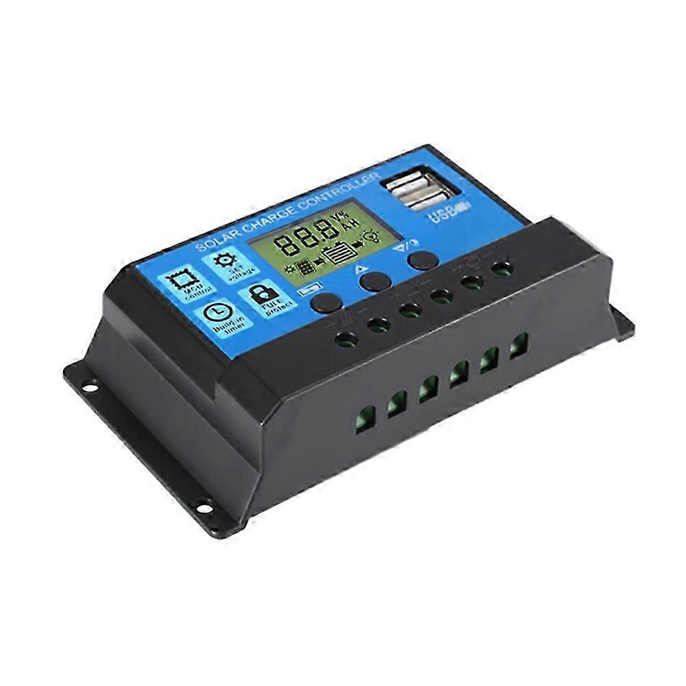 30A Solar Charge Controller 12V/24V Automatic Identification PWM Parameters Adjustable LCD Display Solar Controller Dual USB Port Solar Panel Controll