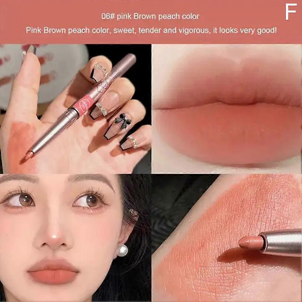 06# Pink Brown Peach Color (F) $MKINGPRETTY Rotating Lip Liner Lipstick Pen Waterproof Long-lasting Matte Female Lip Pencil Makeup