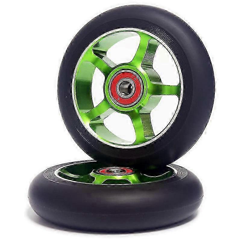 Rulmanlar ile 2 adet 100mm Scooter Tekerlekleri, Alüminyum PU Aşınmaya Dayanıklı Yedek Parçalar