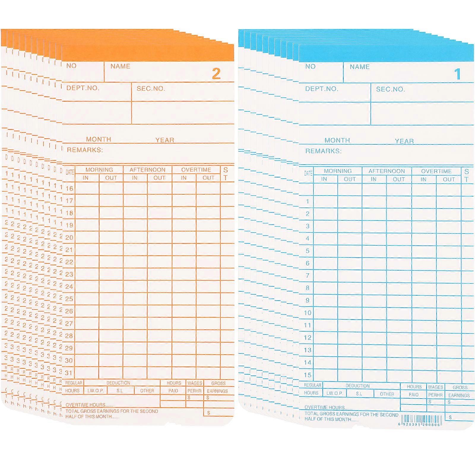 Attendance Recording Cards Multiple Staffs Blue Rectangular 18.50X8.50X0.10CM 1Set