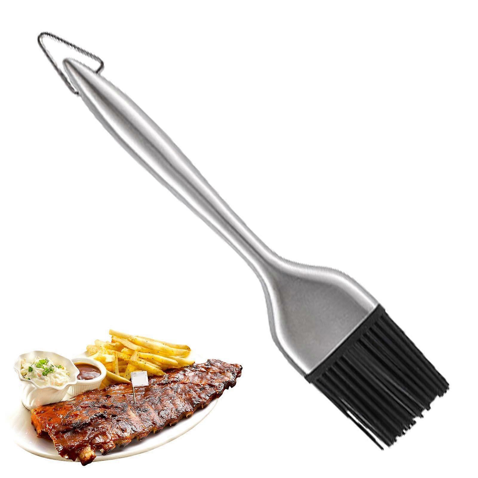 Grill Basting Brush and Oil Brush with Removable Head, 430 Stainless Steel, Long Handle for Butter and Marinade Application
