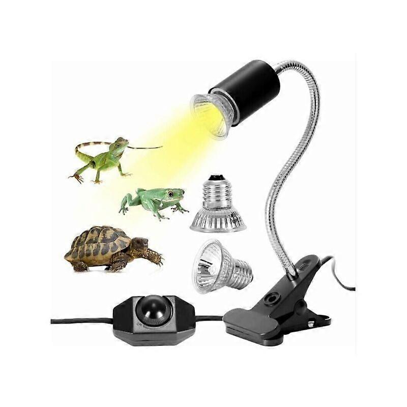 Turtle Heat Lamp Kit Reptile Heat Lamp with 2 UVA UVB Bulbs 25W 50W Turtle Lamp Long Base 360 Rotation for Turtle Reptile Lizards Snakes Chameleon