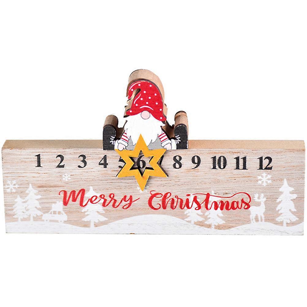 Wooden Christmas Advent Calendar Desktop Xmas Countdown Calendar Block For Homes Multi Color 7.5X5.5CM Decoration 1Pack