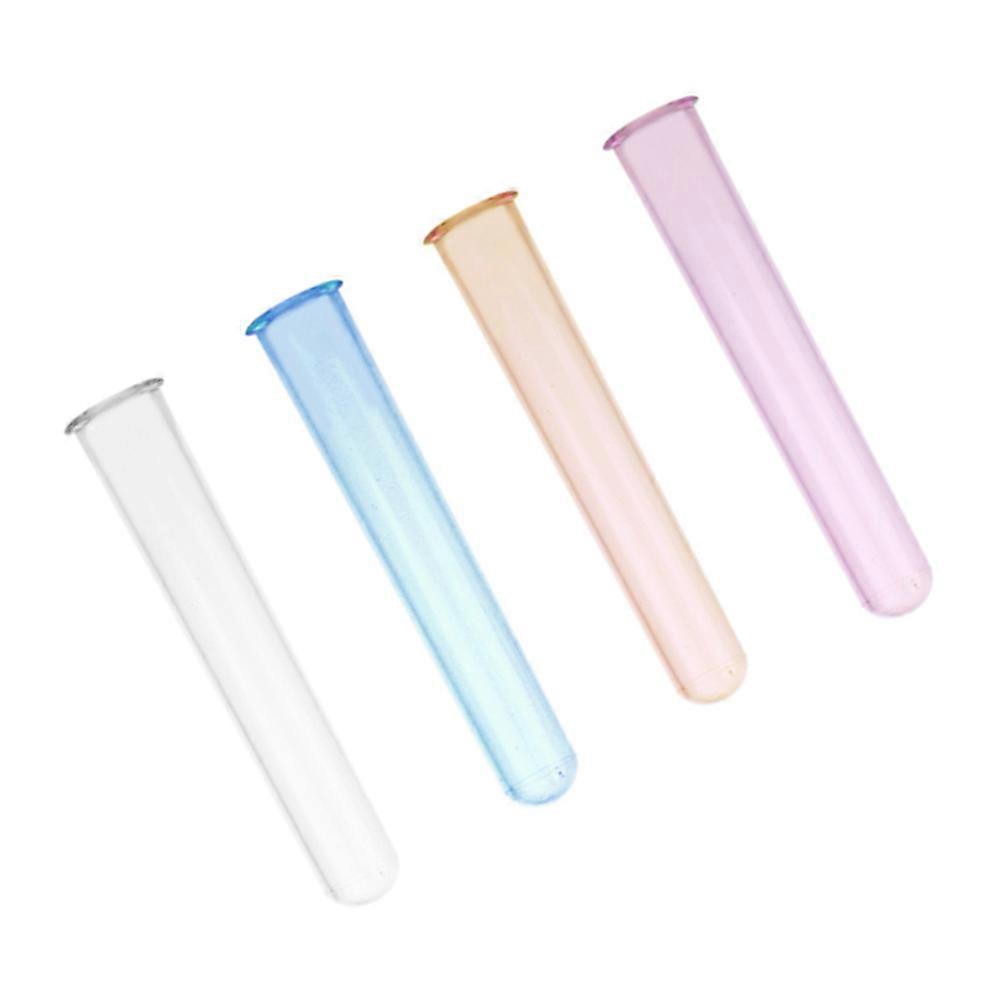 Clear Tube Reusable Test Tube Glass For Use Home Use 15cm Blue 4Pcs Screw Lids