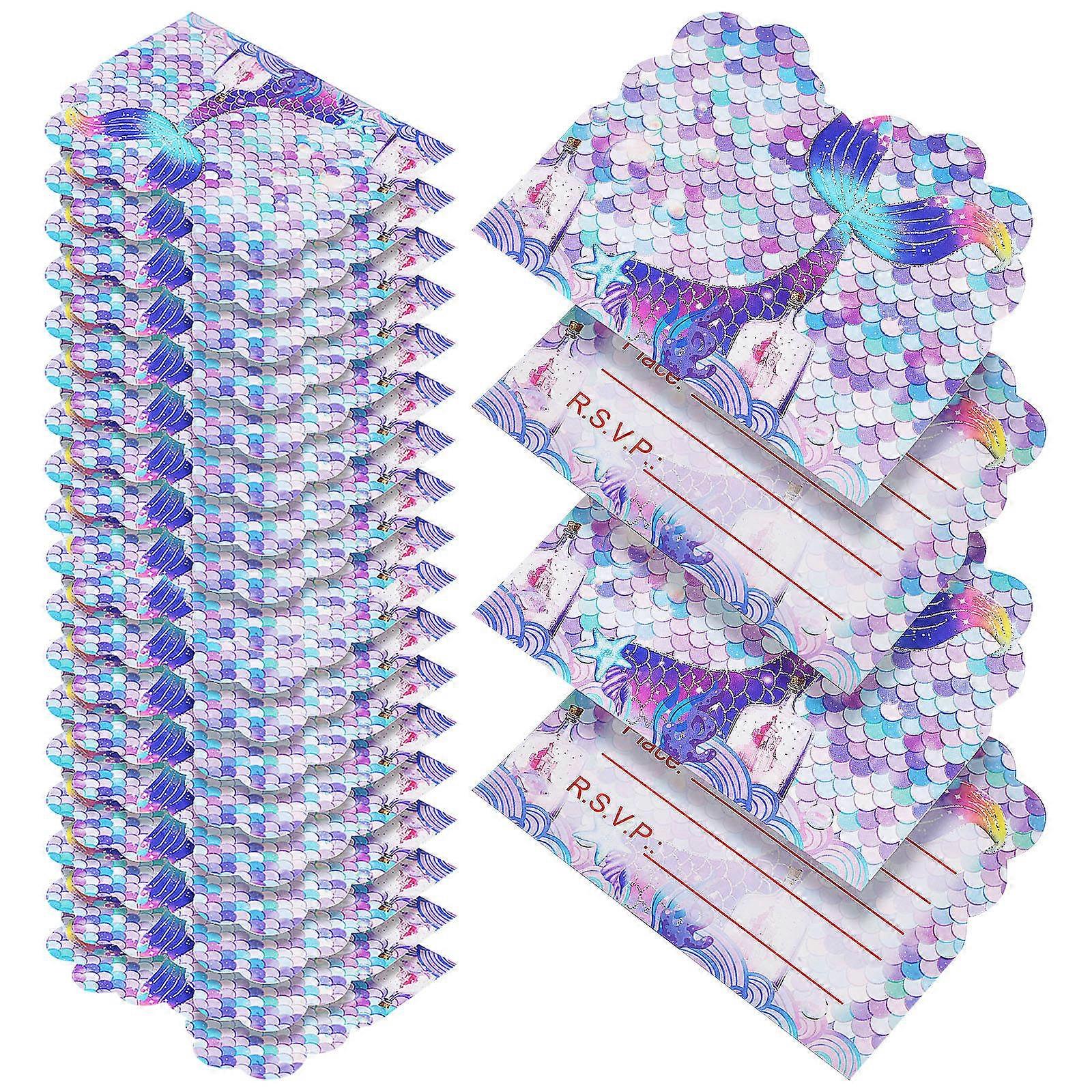 パーティー招待状人魚をテーマにした紙のカード誕生日パーティー女の子の海の招待状デザイン30個