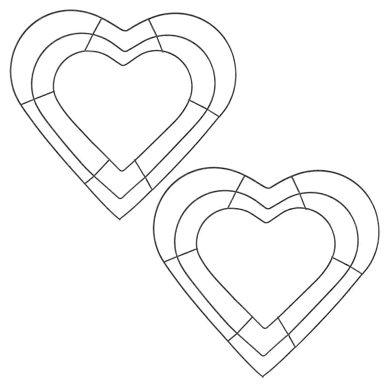 Heart Shaped Metal Wreath Frame Black For Valentine's Day Diy Wreath Making Special Events Rustic Style 13.4 13.0 0.1in 2Pcs