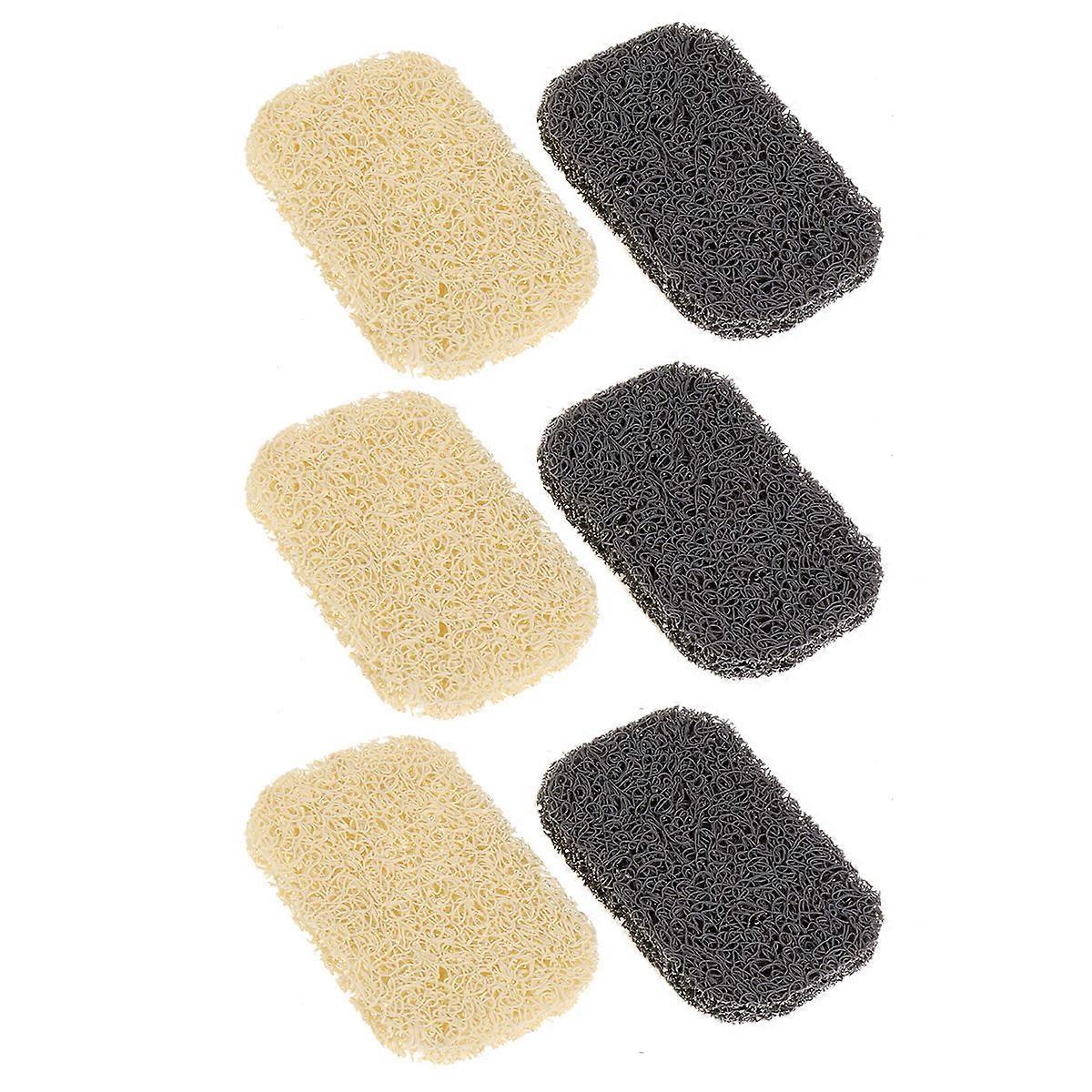 Bathroom Soap Dish Nonslip Soap Tray Water Draining Beige 6Pcs